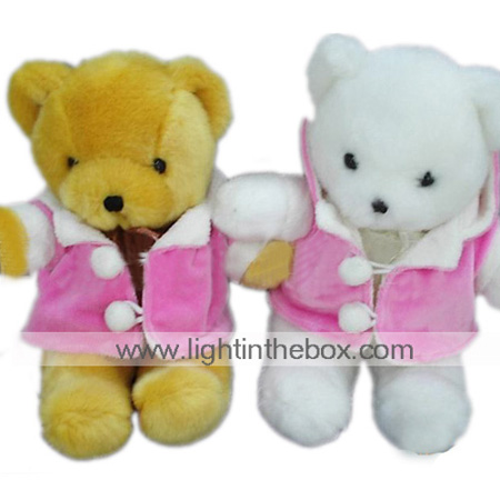 1 PC Plush Bear, Beige/White Bear In Pink Coat (MR041) (Start From 5 Units)-Free Shipping 1 PC Plush Bear, Beige/White Bear In Pink Coat (MR041) (Start From 5 Units)-Free Shipping